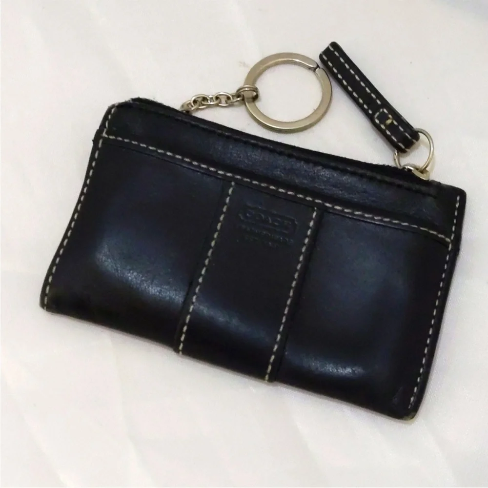 Coach Black Leather Keychain Wallet